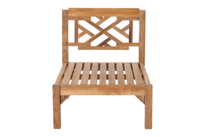 Monterey Teak Outdoor Armless Chair. Sunbrella Cushion