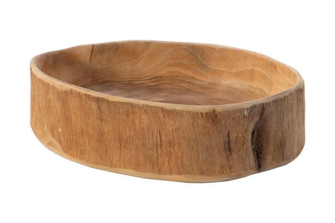 Teak Live Edge Straight Side Serving Wood Bowl (L)