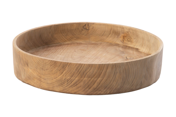 Teak Straight Side Serving Wood Bowl (J)