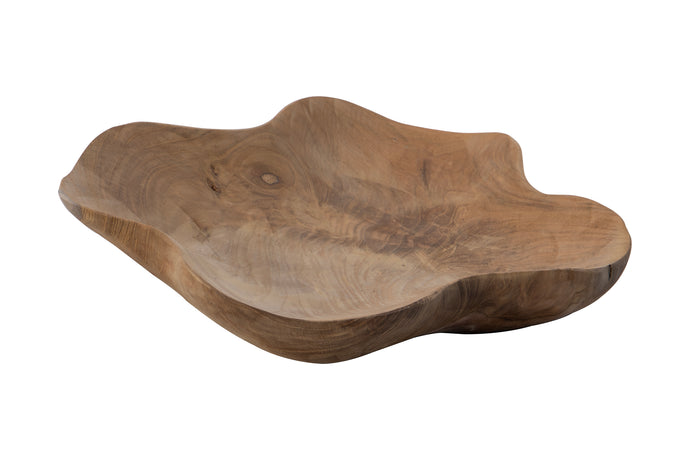 Teak Live Edge Leaf Wood Bowl (U)