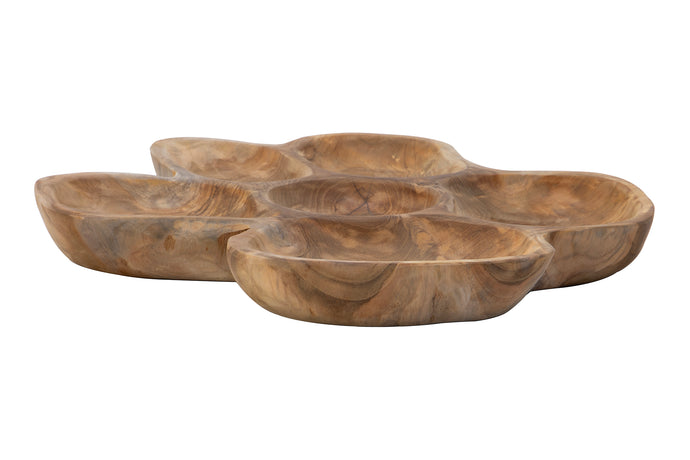 Teak Organic Shaped Sectional Serving Bowl (R)