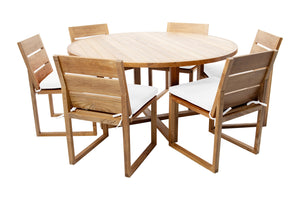 7 pc Venice Teak Dining Set with 60" Round Dining Table