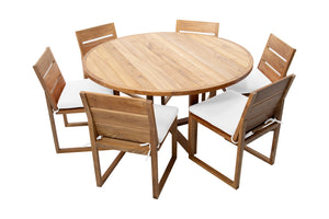 7 pc Venice Teak Dining Set with 60" Round Dining Table