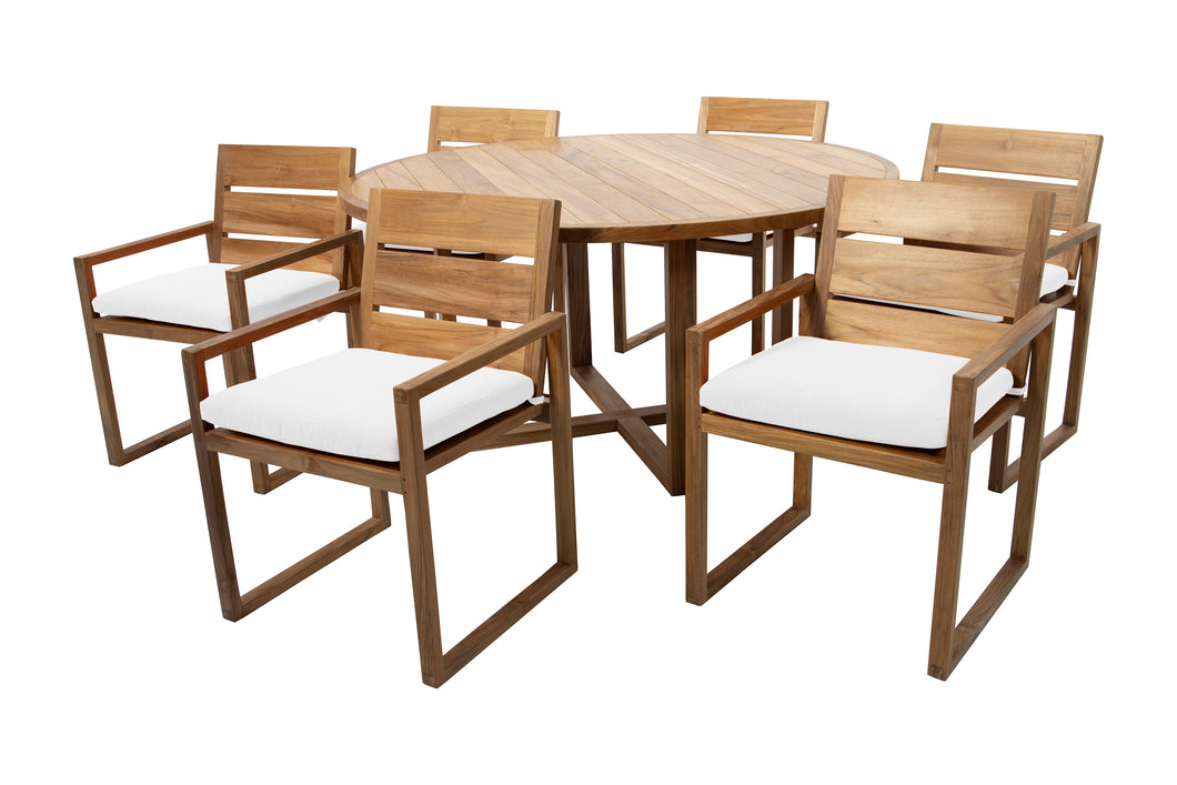 7 pc Venice Teak Dining Set with 60