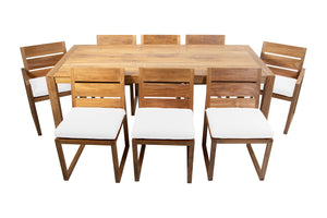 9 pc Venice Teak Dining Set with 84" Rectangular Dining Table