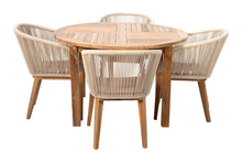 5 pc Westlake Rope & Teak Outdoor Dining Set with 48" Round Table