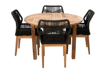 5 pc Beverly Rope & Teak Outdoor Dining Set with 48" Round Table