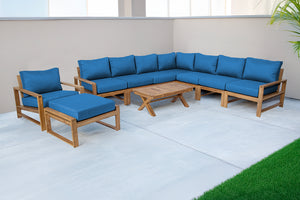 10 pc Newport Teak Sectional Set with 42" Coffee Table. Sunbrella Cushion.