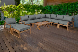 10 pc Newport Teak Sectional Set with 42" Coffee Table. Sunbrella Cushion.