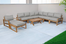 10 pc Newport Teak Sectional Set with 42" Coffee Table. Sunbrella Cushion.