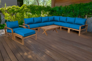 10 pc Newport Teak Sectional Set with 42" Coffee Table. Sunbrella Cushion.