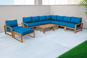 10 pc Newport Teak Sectional Set with 42" Coffee Table. Sunbrella Cushion.