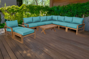 10 pc Newport Teak Sectional Set with 42" Coffee Table. Sunbrella Cushion.