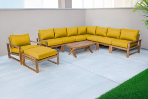 10 pc Newport Teak Sectional Set with 42" Coffee Table. Sunbrella Cushion.