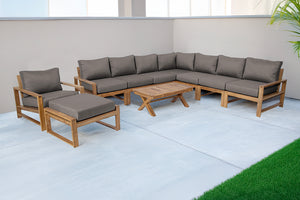 10 pc Newport Teak Sectional Set with 42" Coffee Table. Sunbrella Cushion.