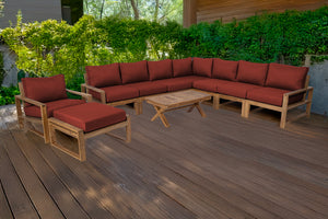 10 pc Newport Teak Sectional Set with 42" Coffee Table. Sunbrella Cushion.