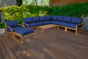 10 pc Newport Teak Sectional Set with 42" Coffee Table. Sunbrella Cushion.