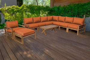 10 pc Newport Teak Sectional Set with 42" Coffee Table. Sunbrella Cushion.