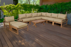 10 pc Newport Teak Sectional Set with 42" Coffee Table. Sunbrella Cushion.