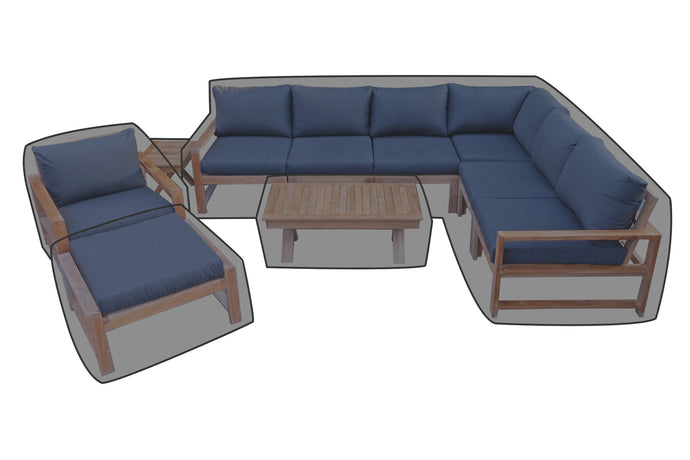 10 pc Newport Teak Sectional Set with 42