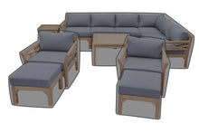 12 pc Monterey Teak Sectional Seating Group with 36" Chat Table WeatherMAX Outdoor Weather Cover