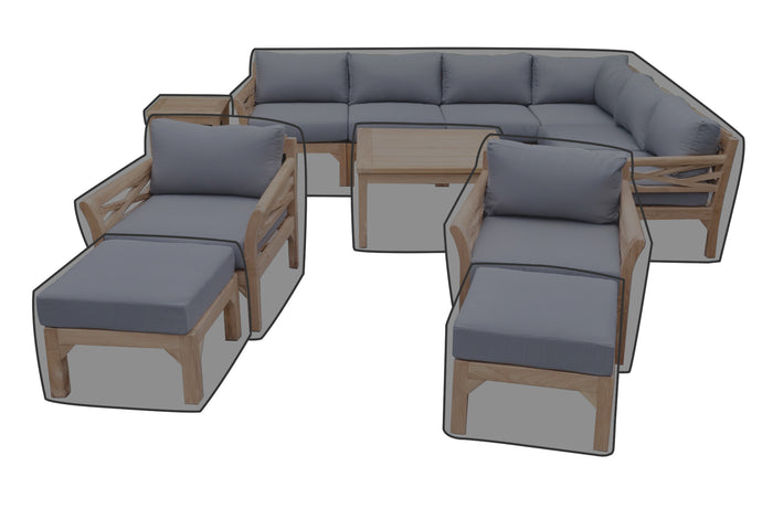 12 pc Monterey Teak Sectional Seating Group with 36