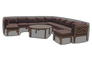 12 pc Monterey Teak Sectional Seating Group with 52" Chat Table WeatherMAX Outdoor Weather Cover
