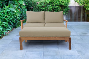 2 pc Huntington Teak Deep Seating Loveseat Daybed. Sunbrella Cushion.