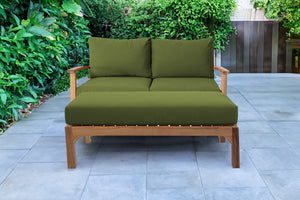 2 pc Huntington Teak Deep Seating Loveseat Daybed. Sunbrella Cushion.