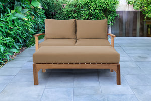 2 pc Huntington Teak Deep Seating Loveseat Daybed. Sunbrella Cushion.