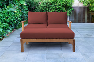 2 pc Huntington Teak Deep Seating Loveseat Daybed. Sunbrella Cushion.