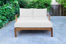 2 pc Huntington Teak Deep Seating Loveseat Daybed. Sunbrella Cushion.