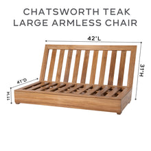 Chatsworth Teak Large Outdoor Armless Chair. Sunbrella Cushion