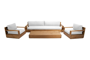 4 pc Pacific Teak Deep Seating Set with 72" Coffee Table. Sunbrella Cushion.