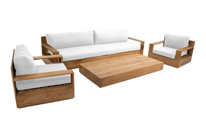 4 pc Pacific Teak Deep Seating Set with 72" Coffee Table. Sunbrella Cushion.