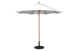 Galtech 532TK 9' Designer Teak Outdoor Market Umbrella with European Base Cast Iron Stand