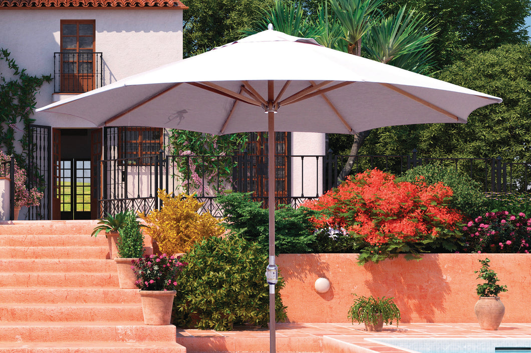 Galtech 587 11' Teak Outdoor Market Umbrella with Crank