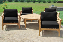 5 pc Monterey Teak Deep Seating Set with 52" Chat Table. Sunbrella Cushion.