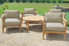 5 pc Monterey Teak Deep Seating Set with 52" Chat Table. Sunbrella Cushion.