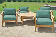 5 pc Monterey Teak Deep Seating Set with 52" Chat Table. Sunbrella Cushion.