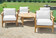 5 pc Monterey Teak Deep Seating Set with 52" Chat Table. Sunbrella Cushion.