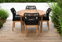 5 pc Beverly Rope & Teak Outdoor Dining Set with 48" Round Table