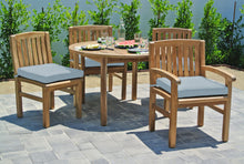 5 pc Huntington Teak Dining Set with 48" Round Dining Table. Sunbrella Cushion.