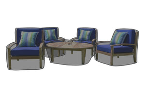 5 pc Huntington Teak Deep Seating Set with 52" Chat Table WeatherMAX Outdoor Weather Cover