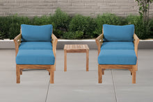 5 pc Monterey Teak Club Chair Chat Group. Sunbrella Cushion.