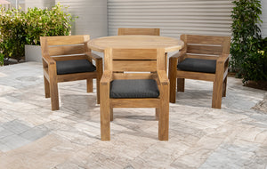 5 pc Pacific Teak Dining Set with 48" Round Dining Table