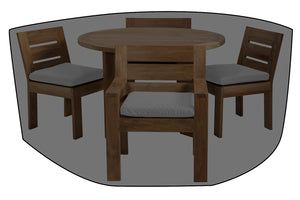 5 pc Pacific Teak Dining Set with 48" Round Dining Table WeatherMAX Outdoor Weather Cover