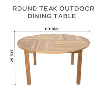 60" Round Teak Outdoor Dining Table