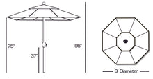 Galtech 636 9' Round Manual Tilt Umbrella