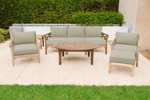 6 pc Monterey Teak Seating Group with 52" Chat Table. Sunbrella Cushion.